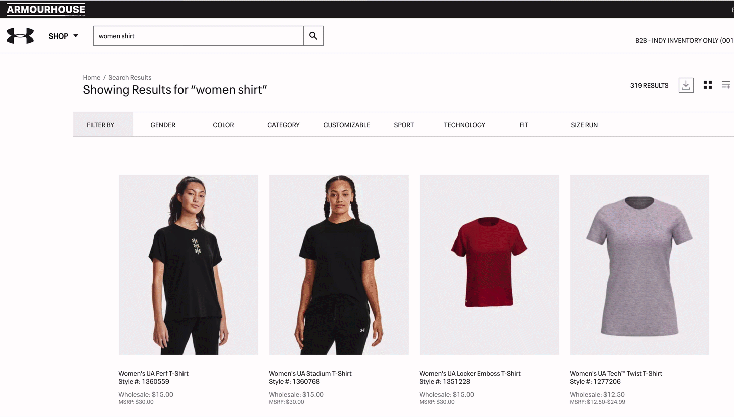 Under armour hotsell b2b site